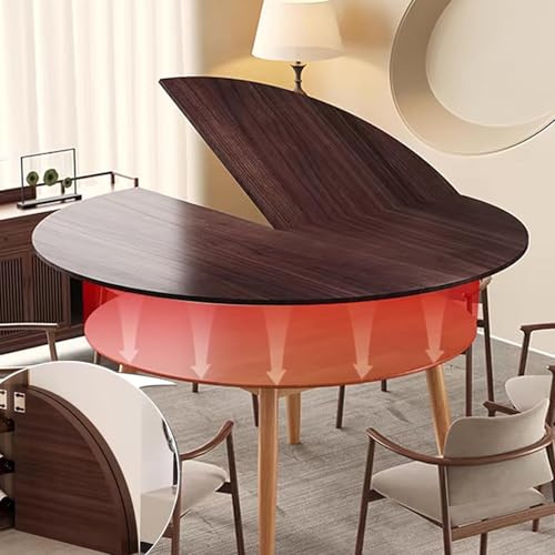 MDDKOP Prolunga da scrivania Pieghevole,Solo Piano Rotondo Pieghevole,Piano Mobile in Legno massello,Tavolo per Banchetti e Catering Senza Gambe, Tavolo Pieghevole Rotondo Grande(Marrone,150cm/59in)