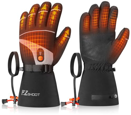 EZshoot Heated Gloves for Men Women, 7.4V Rechargeable Electric Hand Warmers with 3000mAh Battery, Waterproof Touchscreen Winter Work Ski Gloves for Motorcycle Hunting
