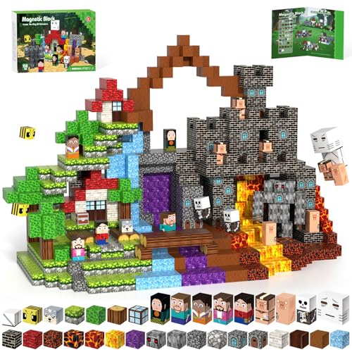 150pcs Magnetic Building Blocks, STEM Toys Educational Magnet Cubes for Kid | Magnet Tiles with 9 Unique Characters Adventure World Blocks, STEM Sensory Toys for Ages 3+ Toddlers, Girl Boy Birthday Gifts