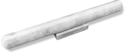 Marble Rolling Pin with Stand, Light Grey 40cm Stone French Heavy Polished Non Stick Cookie Pizza Pastry Dough Baker Roller for Kitchen Baking