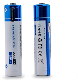 Energy Sistem Charge Pro C AAA - Pilas Recargables en Tan Solo 1.5 Horas con Capacidad 1300 mWh / 865 mAh y Carga Type C