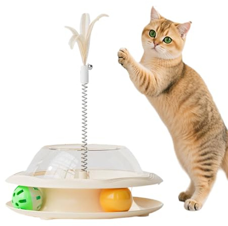 Distributeur De Snack Pour Chats,Arbre à chat Interactif avec à Ressort et Boules | Jeu Alimentaire Enrichissement Drôle pour Entraînement | Simulation de Chasse Antinoia pour