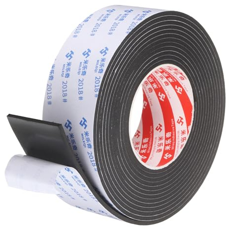 PATIKIL Nastro Adesivo In Schiuma Di Gomma Spugna 5cm x 3mm x 5 Metri Nastro Isolante Autoadesivo Per Finestre Porte Isolamento Acustico Guarnizione Per Condizionatori Colore Nero