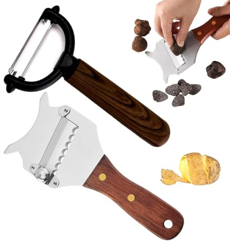 DOKRIN Grattugie,Affetta tartufi in 2 pezzi con spessore regolabile, strumento per scaglie di formaggio al cioccolato