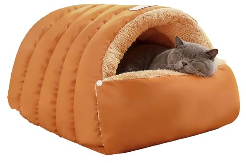 Haustierbett Katzen – Kuscheliges Halbgeschlossenes Haus, Waschbare Matte Für Hund Katze | Für Kätzchen Hund Zuhause Schlafen Reisen Wohnzimmer Schlafzimmer Boden Hundezwinger Unterschlupf Innen Komfo