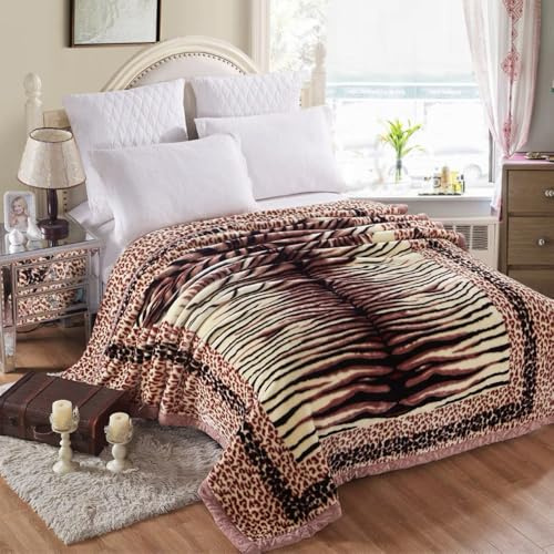 Gewichtsdecke, flauschige Fleecedecke, weich und warm, 2-lagig, wendbar, Plüsch, Raschel-Flanelldecke, dicke koreanische Nerzdecke, Geschenk für sie, D, 180 x 220 cm, 3 kg