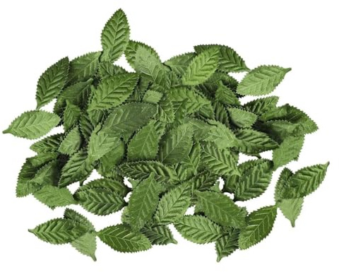 dinghaole 100 Stück Grün Künstliche Blätter für Deko Basteln, Gefälschte Blätter für DIY Blumenarrangements Hochzeit Dekorationen, Dekorative Blätter Girlande für Konfetti Party Hochzeit Garten