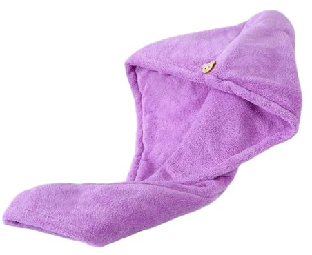 bayicie mikrofiber hårtorkningshandduk, ultraabsorberande hår handduk wrap med knapp, snabbtorkande huvudhandduk turban för kvinnor