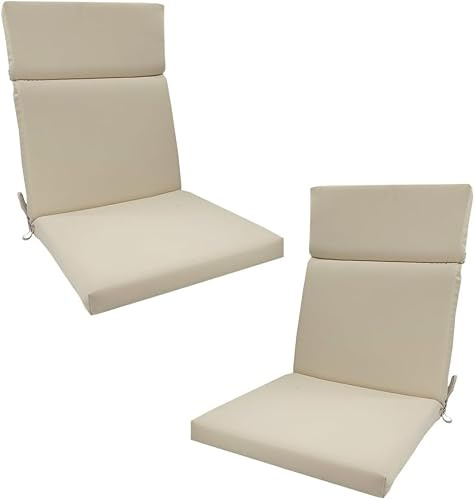 Vattentät hög ryggstol, set med 2 för Adirondack och gungstolar, 45 x 107 cm, snabbtorkande skum för alla väder med slipsbord, utomhussittplatser