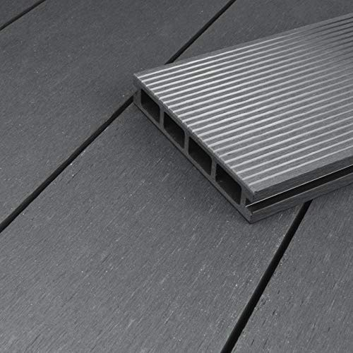 HORI® WPC-Terrassendiele Kuba Hohlkammer I Terrassen-Komplettset inkl. 40x60 mm Unterkonstruktion & Clips I Wetterfest, langlebig, pflegeleicht. Fläche: 5 m² I 2,30 m Dielenlänge I Grau