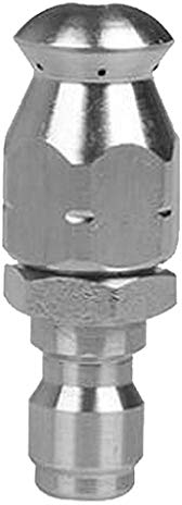 T&F Rotierende Rohrreinigungsdüse Edelstahl Hochdruck 1/4 3 Löcher Hinten Hochdruckreiniger Abflusskanal Reinigungsrohr Jetter Sprühdüse Silber