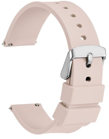WOCCI Silikon Uhrenarmband mit Silberner Schnalle, Schnellverschluss Uhrenarmbänder, 13 Farben Ersatzarmband 14mm 16mm 19mm 18mm 20mm 21mm 22mm 24mm