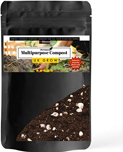 Organic Multipurpose Compost - 100% Natural and Organic -Added Perlite - Ideal for All Types of Plants - Improves Soil Structure and Increases Nutrient Content-Plain Bagged (25L)