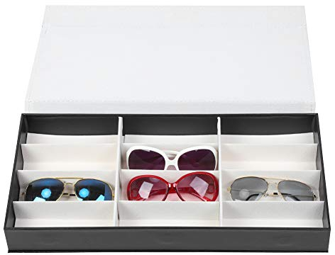Cyrank Sonnenbrillen-Organizer Mit 12 Fächern, PU-Leder, Brillenaufbewahrung, Sonnenbrillenhalter, Organizer, Sonnenbrillen-Vitrine Für Damen Und Herren, Mehrere Brillen
