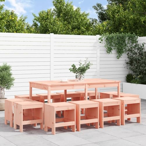 ULUYYUC 13-TLG. Garten-Essgruppe, Polsterbank Ecksofa Eckbank Küche Eckbankgruppe Geeignet für Hinterhof Außenbereich Balkon Garten Massivholz Douglasie