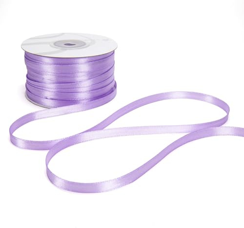 Nastro Doppio Raso 03mm X 100 Metri per Artigianato, Natale, Decorazioni, Adatto Per confezionare Regali, Feste di Compleanno, Matrimoni, Bomboniere (Lilla)
