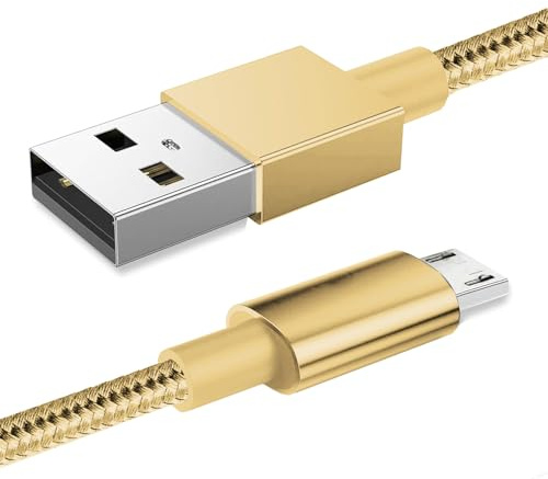 World biz Micro USB Cable, 1M Micro USB Android 3.1A Fast Charger Cable Nylon Braided USB Micro Cord Compatible for Samsung S7/S6,Kindle Fire,Tablets,PS 4 Controller, Android Devices (Gold)