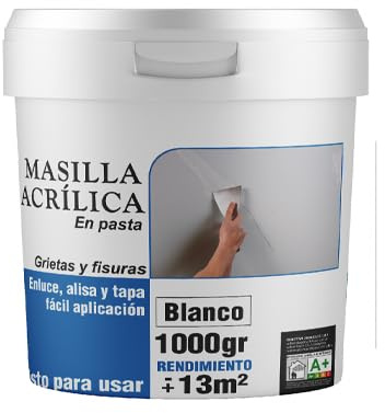 SPSIL Masilla Acrílica Blanca 1Kg - Superficies Lisas y Uniformes - Para Juntas con Dilatación