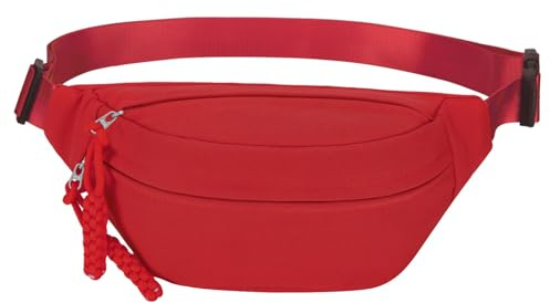 Long Keeper Bauchtasche Gürteltasche für Damen Herren Outdoor Sling Tasche Bauchtasche Crossbody Hüfttasche Groß Handytasche Sport Reisen Fahrrad (Rot)