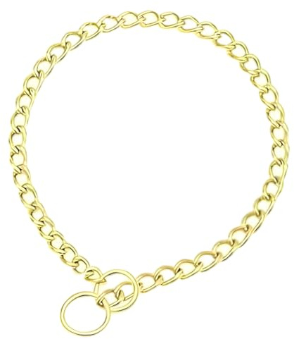 Gold Würgehalsband für große Hunde, Metall Schlupf Hund Kette Halsbänder Heavy Duty Ausbildung Martingal Halsbänder für kleine mittlere große Rasse Haustiere Jungen Mädchen, L