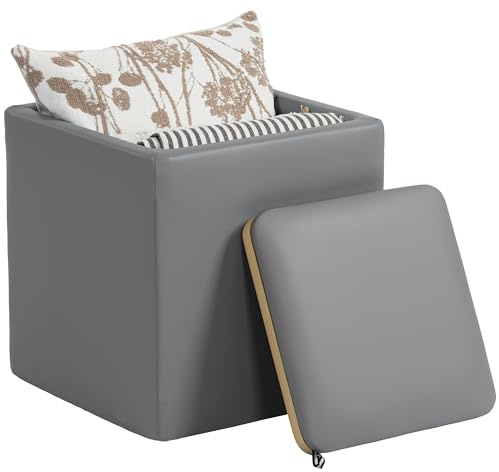 HOMCOM Sitzhocker mit Stauraum Hocker mit Deckel 40 x 40 x 40 cm Grau