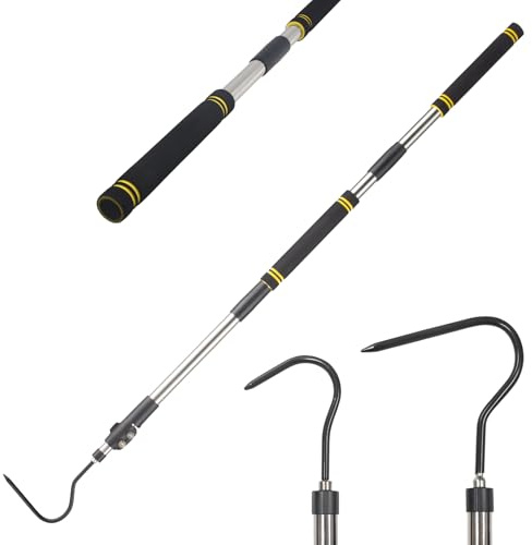 Quynhni Snake Hook Tool Extendable, 50-78 Snake Hook Reptile Catcher Stick Pole Stainless Steel Rubber Tip Sponge Handshake Suitable for the Removal of Rattlesnakes Ball Pythons and King Cobras.
