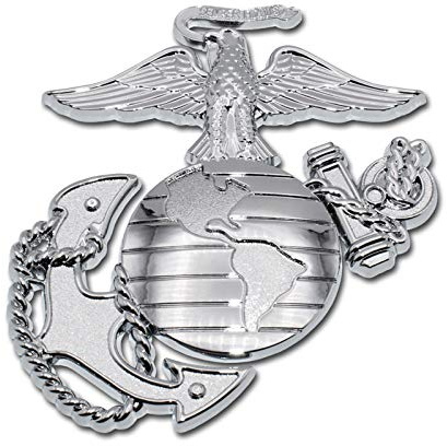 Elektroplate Officially Licensed Premium U.S. Marines Eagle Globe Anchor Insignia Silver Chrome All Metal Emblem for Cars, Trucks, and All Auto | Universal Fit at 3.5 x 3.2 | Weatherproof