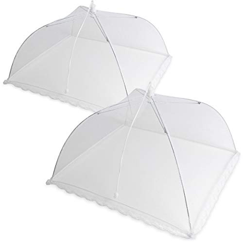 iGadgitz Home U6919 - Cloche Alimentaire Filet Parapluie Réutilisable - Filet Alimentaire, Moustiquaire Aliments - Intérieur et Extérieur - Blanc - 2 pièces
