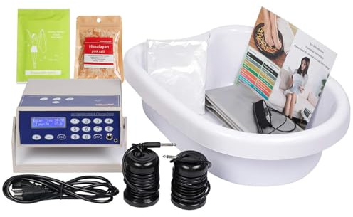 Vitaciti® Ionic Detox Foot Bath Machine Birthday Gift Digital LCD Display Spa Chi Cleanse Cell Detoxification Negative Hydrogen System with White Basin, Himalayan Mineral Salt Towel for Home/Salon Spa