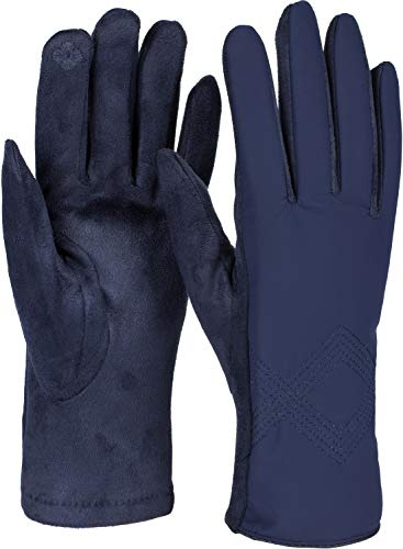 styleBREAKER Damen Touchscreen Handschuhe Zick-Zack | Wärmendes Fleece-Innenfutter, leitfähige Fasern am Zeigefinger, elastische Einheitsgröße (16-21 cm Umfang), Viskose-Mix.