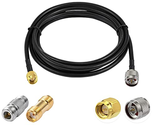 Vecys N Mâle vers SMA Mâle Câble Coaxial à Faible Perte RG58 10FT/3M + 2PCS N vers SMA Adaptateur Kit pour 3G 4G 5G LTE Antenne Ham Radio GPS WiFi