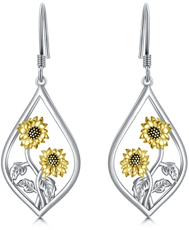 Sonnenblumen/Schottische Distel/Maiglöckchen Sterling Silber Anhänger Hängende Baumeln Tropfen Ohrringe Blumen Schmuck Geschenke für Damen Mädchen