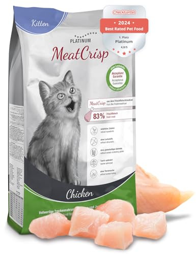 PLATINUM - Katzenfutter MeatCrisp Kitten Chicken aus dem Frischfleischtrockner - 1,5kg Katzenfutter trocken mit 83% Frischfleisch - Trockenfutter für Kitten und Jungkatzen mit Crispy Biss