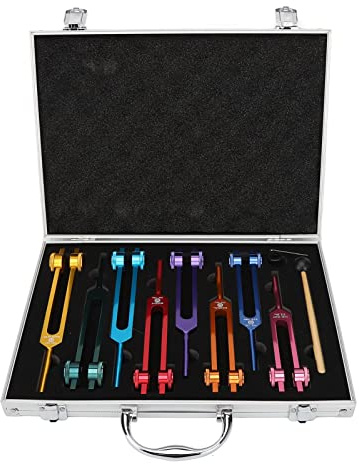 Fockety Stimmgabel Set, 8 PCS Stimmgabeln für die Heilung, Stimmgabel mit Hammer, Aufbewahrungstasche, für Chakra, Klangtherapie, Körper, Geist und Seele in Harmonie halten