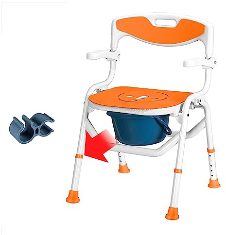 Faltbar Duschhocker Duschstuhl 37-43cm Höhenverstellbar und Duschhocker Aluminium Duschsitz für Senioren, Kinder,Menschen mit Behinderungen bis 150KG Belastung (Badeschnalle+Eimer)