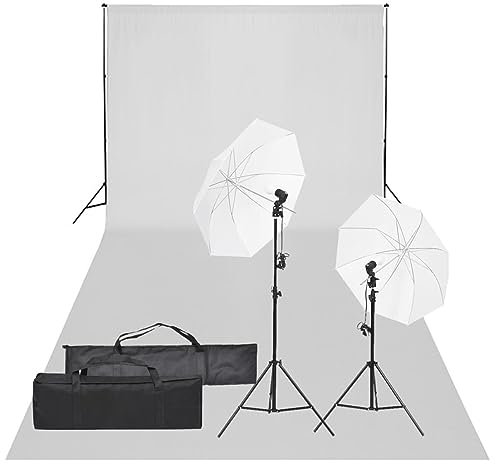 Homgoday Kit de Estudio Fotográfico con Iluminación de 5500K y Soportes Ajustables - 2 Trípodes, 2 Paraguas, 2 Lámparas LED