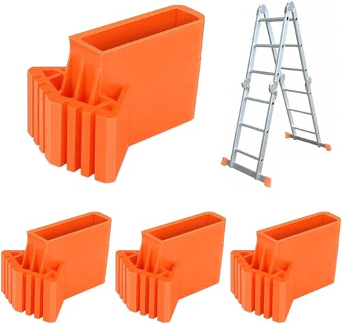 4 Stück Leiterfußabdeckung Leiter Gummifüße Matte Rutschfeste Leiterfüß Bdeckung Rutschfeste Ersatz Stufenfüße Leiter Teile, für Verlängerungsleiter Heimarbeiter auf Der Baustelle (Orange)
