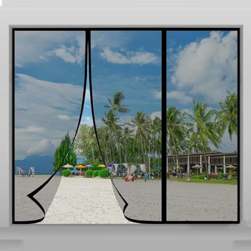 Fliegengitter Balkontür Ohne Bohren 150x230cm Insektenschutz Tür Magnet, Vorhang für Kellertür Balkontür Wohnzimmer Schiebetür Terrassentür Schwarz