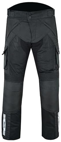 BOSmoto Motorradhose für Herren mit Protektoren, wasserdicht, herausnehmbare Membran, Knie-Protektoren, reflektierend (DE/NL/SE/PL, Alphanumerisch, 3XL, Regular, Regular, Schwarz)