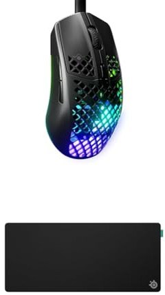 SteelSeries Aerox 3 Onyx - Superleichte Gaming-Maus - Optischer TrueMove Core Sensor mit 8,5K CPI QcK XL Performance Balance Gaming-Mauspad 900x400mm