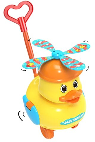 Jouet De Poussée De Canard - Jouet Walk Toddler Walker, Baby Push Le Long du Canard | Aide À La Marche des Premières Années, Poussoir Animal en Bois pour Les Filles De Garçons 12 À 36 Mois, Con