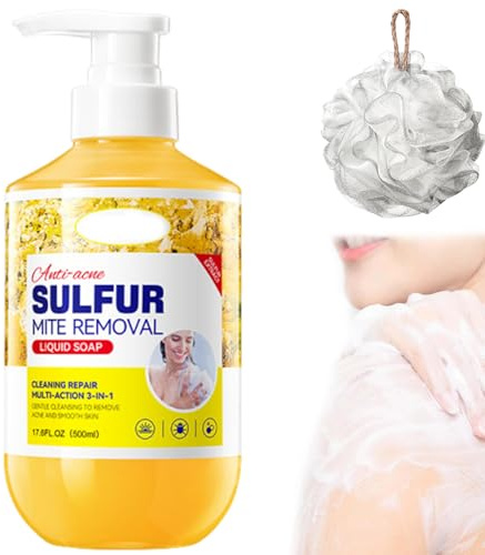 Savon Nettoyant Visage Au Soufre, Gel Douche Au Soufre, Shampoing Et Gel Douche Liquides Au Soufre, Profitez D'une Douche Apaisante, Savon Doux Au Soufre, Sans Parfum (1 pièce)