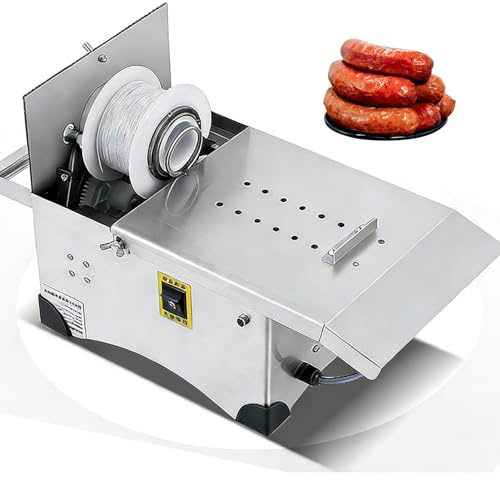 DowPie Macchina per Legare Salsicce elettrica di qualità Commerciale, Strumento di Legatura Automatico da 200 W con Pedale, 2 Rotoli di spago da 0-45 mm per impianti Alimentari 220V