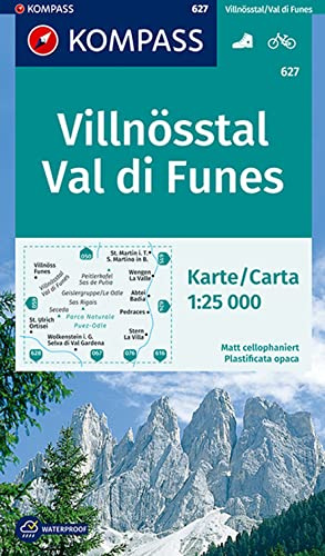 KOMPASS Wanderkarte 627 Villnösstal, Val di Funes 1:25.000: mit Radrouten