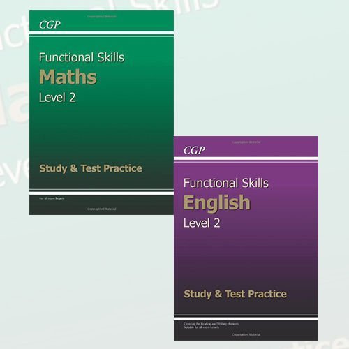 Functional Skills Level 2 Study & Test Practice Collection 2 Books Set (Functional Skills Maths Level 2 - Study & Test Practice, Functional Skills English Level 2 - Study & Test Practice)