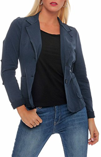 Malito Classico Blazer nella Base-Look Giacca Camicetta Elegante Ufficio 1651 Donna (M, Blu Scuro)