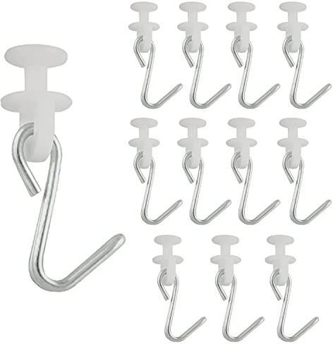 Curtain Carriers Glide ZZLZX 12 Sets Button Carrier Sliders with Metal Hook for Curtain Tracks, Shower Curtain Carriers Rollers and Hooks