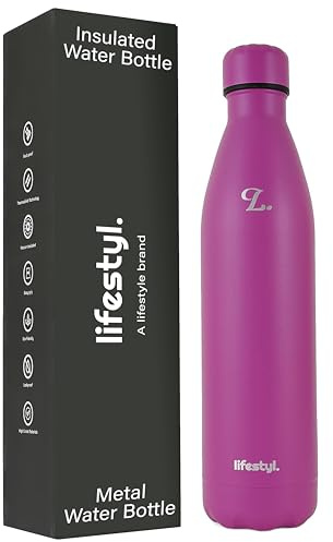 LIFESTYL. Stainless Steel Water Bottle | 24 Hrs Cold&12 Hrs Hot| Thermoshield Technology Vacuum Insulated Metal, Leak-Proof, Hike, Walks, Gym, Yoga, Cycling (Lilac Purple, 1000, Milliliters)