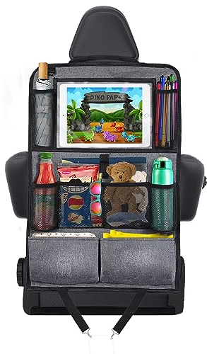 AiQInu Organisateur Voiture Enfant, Rangement Voiture, Organisateur De Voiture Pour Tablette 12.5'', avec 10 Poches Protecteur De SièGe De Voiture