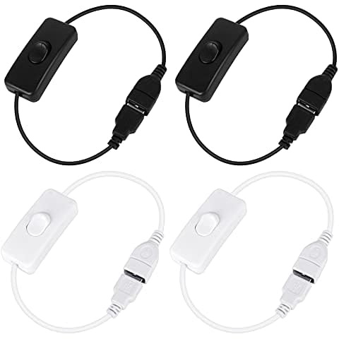 Jubaopen 4 Stück USB-Kabel Mit Ein/Aus-Schalter - Verlängerungs-Inline-Wippschalter Netzschalter Mit Extenstion Kabel Für Lampe, Ventilator (USB-C-Stecker)